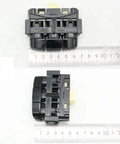Electric Parking Brake Actuator Switch Driver Side For Toyota Corolla 2019 To 2023, black plastic with connectors, top and side view.