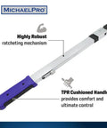 Half Inch Drive Split Beam Torque Wrench With Flex Head, 40 to 250 ft-lb Range, Plus Minus 4 Percent Accuracy, Pro Grade Tool