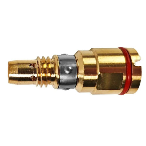 Snazzy 5-Pack Gas Diffuser Fit For Miller MDX Mig Welding Guns, brass nozzle with red ring for optimal gas flow control.