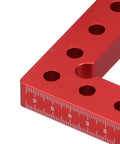 90 Degree Positioning Square Right Angle Fixture For Woodworking showing aluminum design, metric scale detail, red color, 140mm