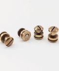 Solid Brass Bullet Rivets With Screw Posts Give Your Leather Accessories A Badass Antique Vibe Perfect For Custom Wallets And Rugged Backpack Repair Projects, showcasing four machined brass rivet studs.