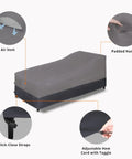 Heavy Duty Waterproof Outdoor Chaise Lounge Cover Set With Air Vent, Windproof Patio Lounge Chair Covers, Gray, adjustable features