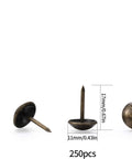250 Piece Hand Forged Bronze Upholstery Tacks For Furniture And Sofas Featuring Round Head Antique Style Nails, shown from different angles.