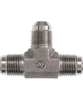 Front view: Forged steel JIC flare tee, 3/8 in tube OD, male JIC threads
