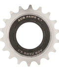 Paws 4.1 BMX Freewheel 18T with nickel-plated sprocket, cold-forged steel construction, top view of bike component