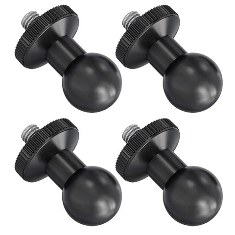4 Piece 17mm Ball Head Mount Adapters With One Quarter Inch Screw For Camera And Device Mounting Systems Ideal For Action Cameras Dash Cams Vlogging Gear And Accessories, black 17mm ball head adapters