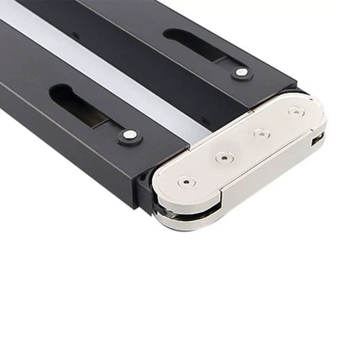 Close-up of Beefy 80KG Heavy Duty Hidden Desk Hinge with aluminum alloy and steel, showing corrosion-resistant finish.