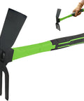 All Purpose 16.9 Inch Double Sided Pick Axe For Digging And Landscaping with non-slip handle shown in hand