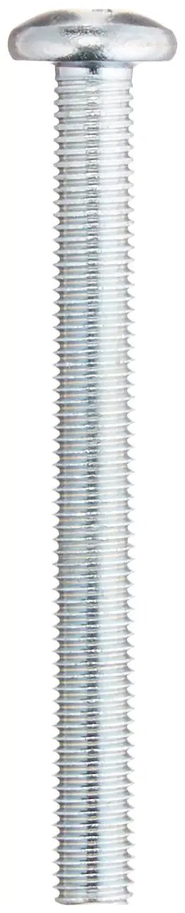 Tough As Nails Phillips Pan Head Machine Screws 1/4-28 By 2-1/2 Inch Zinc Plated Steel Fasteners, close-up view of screw