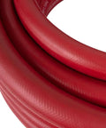 Heavy Hitter 50 Foot Air Compressor Hose With 1 Inch Diameter And Chicago Style Connectors Reinforced Braided Line Rated 250 Psi, red coils.