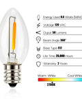 Cozy C7 LED Night Light Bulbs With E12 Candelabra Base, Clear Warm White 2700K, Non-Dimmable, Incandescent Equivalent 4W 5W 6W 7W