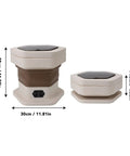 No Sweat Portable Folding Mini Washer Featuring Quick Wash And Spin Cycle, 5.5 Pound Capacity, Slick Khaki Build with dimensions.