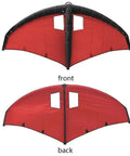 Red Inflatable Wind Wing For Foil Surfing And Kitesurfing, showing front and back views with durable polyester canopy and handles.