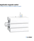 Rock Solid Compact Air Cylinder Acting As A Smooth Operator Pneumatic Actuator, compact size, aluminum, with magnetic switch.