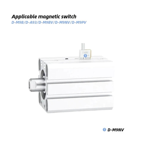 Rock Solid Compact Air Cylinder Acting As A Smooth Operator Pneumatic Actuator, compact size, aluminum, with magnetic switch.