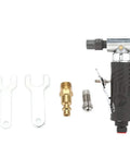 Heavy Duty Pneumatic Die Grinder With 90 Degree Right Angle Air Inlet For Tough Metal Polishing And Quick Corner Edging tool with accessories.