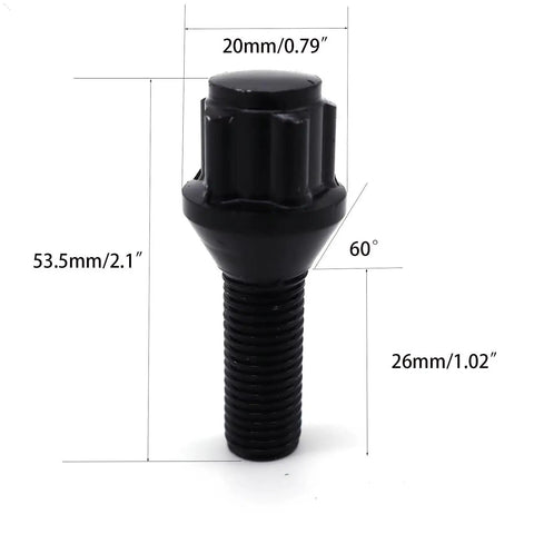 Upgrade Your Ride With Heavy Duty Black Alloy Lug Wheel Studs Kit featuring Killer Locking Bolts And Matching Nuts Designed For Rock Solid Performance On Classic BMW E23, E32, E38, E31, Plus M1, Z3, Z4, And Z8 Models So You Can Cruise With Style and. black alloy wheel stud, 53.5mm, 60° cone