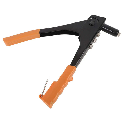 Ditch The Flimsy Tools And Grab This Heavy Duty Riveter Kit For Serious Metal And Plastic Jobs Including Auto Body Gutter Repairs With 120 Premium Rivets For Rock Solid Connections On Every Single Project, black hand riveter with orange handles