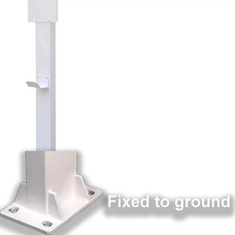Heavy Duty Galvanized Steel EV Charger Holder Stand With A Tough Waterproof Cover Box For Outdoor Garages And Workplace Parking Lots, fixed to ground.