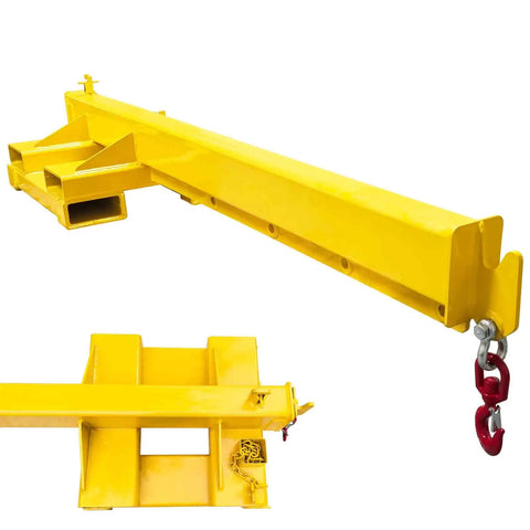 Heavy Duty Forklift Jib Crane 3 Ton Capacity Telescopic Boom Hoist with yellow steel design for mobile material handling.