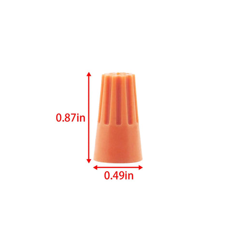 Front view of a single orange insulated wire cap from the 700 Piece Electrical Wire Connectors Kit With Easy Screw In Nuts And Springs
