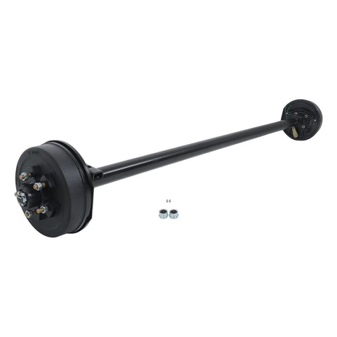 Trailer axle with electric brakes, 5x4.5 bolt pattern, 3500 lb rating, black finish