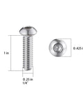 Heavy Duty 50 Pack Of 1/4-20 By 1 Inch Button Head Socket Cap Bolts Made From 304 Stainless Steel With Allen Hex Drive. 1 inch screw.