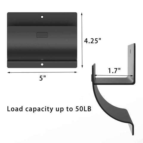Dimensions and side view of Heavy Duty Ladder Hanger Wall Mount Garage Hook Set For Wheelbarrows And Tools 4 Pack Durable Steel Rust Resistant