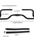 Butterfly Style Aluminum Alloy Handlebar Wide Three Dimensional Rest Bar For Trekking Mountain And Road Bikes With Sponge Cover 31.8mm Clamp And 620mm Length shown with dimensions