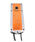 Heavy-Duty Bf24-Tn Damper Actuator With Beefy 18Nm And 12Nm Torque For Rock Solid Fire Dampers top view showing mounting specifications and connectors.