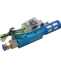 Compact Vacuum Generator With Detection Switch Ev10Hsck built tough, featuring blue metal body and sensor for high airflow.