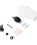 Components of DIY Lens Replacement Kit For DJI Avata 360 Drone, including gloves, blower, and cleaning pad