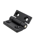 Black thickened zinc alloy door hinge with damper, 1.0 N.m torque, front view.