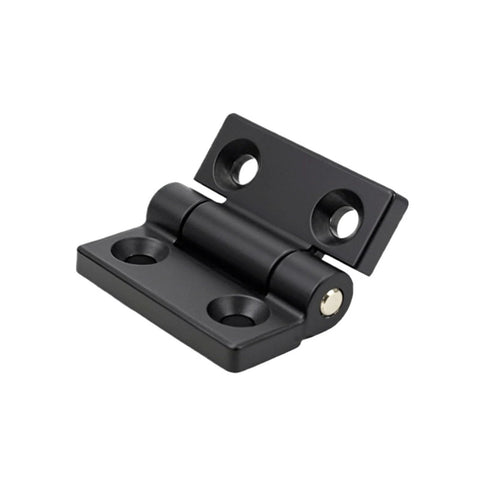 Black thickened zinc alloy door hinge with damper, 1.0 N.m torque, front view.