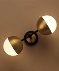 Dope Vintage Gold Globe Wall Sconce With Two Lights And Milk Glass Shades For Living Room Bedroom Hallway Kitchen Vanity And Stair