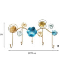 Rock Tight Wrought Iron Wall Hook For Sleek Nordic Style And Snug Door Storage That Locks In Keys Bags And Jackets Without A Sweat While Serving Heavy Duty Swag On Your Front Porch, gold and blue design, 39cm height, 72cm width.
