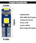 T5 LED Bulbs 12V Replacement For Car Dashboard Lights Canbus Error Free White 2721 3030 SMD Bright Dope Pack Of 12 Gauge Cluster Instrument Panel Indicators; image showing bulb size and specifications.