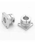 Compact Flanged Linear Bearing Block for 25mm Round Shaft With Slotted Slit Support, 6/8mm Diameter, Easy Install, High Precision Motion for Automation Projects and DIY Rigs, shown in two views