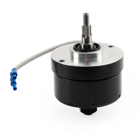 Reliable Heavy Duty Alternator Regulator Direct Swap Kit For Vintage Harley Sportster XL 1965 Through 1983 And FL 1941 Through 1969 close-up view showing black alternator housing and shaft.
