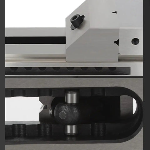 Detailed view of Dead Nuts Precise 2 Inch Fast Moving Machine Vise showcasing quality alloy steel and sliding jaws.
