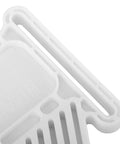 Adjustable Woodworking Featherboard To Pin Boards Dead Tight On Router Tables And Table Saws For Better Control And Nasty Kickback Prevention In Slick White Durable Plastic close-up showing serrated fingers and mounting grooves