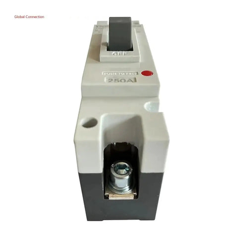 Rugged Heavy Duty DC 1P MCCB Circuit Breaker Rated At 400 Amps For Rooftop Solar And RV Batteries And Smart Auto Shutoff Switch front view showing switch and terminals