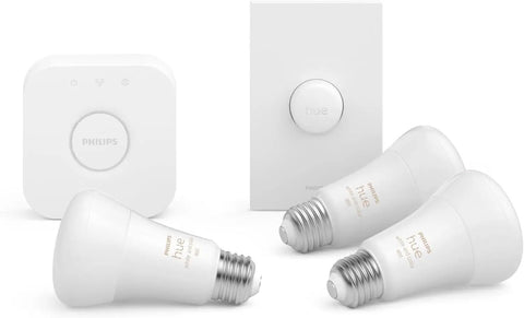 Dope Smart Button Starter Kit With Bridge For White And Color Ambiance 60W Equivalent A19 Bulbs, 16 Million Colors, Works With Alexa