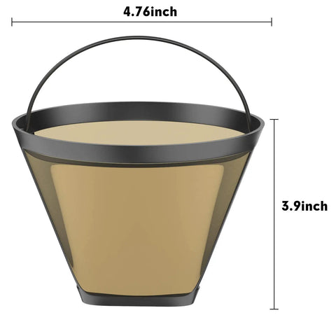 Permanent Reusable Cone Shape Metal Coffee Filter Fits Ninja CFP301 CFP201, Gold Tone Ultra Fine Mesh, 4.76x3.9 inches
