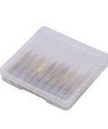 Cool Set Of 10 Pieces Engraver Bits With Coated Carbide And 30 Degree Tips in a protective storage case.