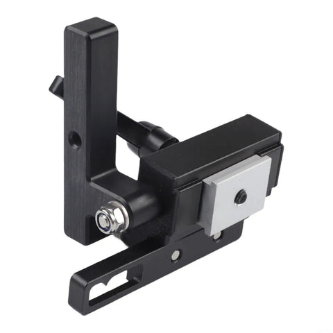 Beefy Aluminum Miter Track Stop for Router Table 19mm T Slot Limiter viewed from angle showing locking mechanism and handle.