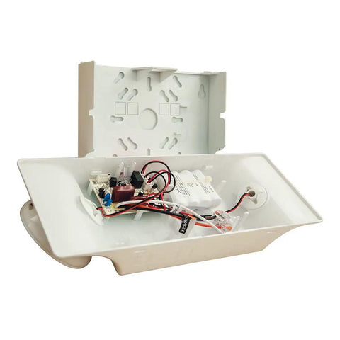 Built Legit Dual Head LED Emergency Light With Multi Voltage And Remote Option For Zero Hassle Snap Fit Install open view of inner wiring and casing