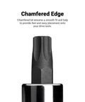 T30 Star Bit Socket For One Quarter Inch Drive Premium S2 Steel Forged Bit Socket with chamfered edge detail view