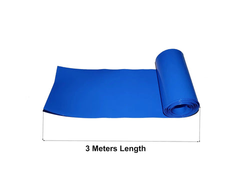 Killer Blue Pvc Heat Shrink Tubing For Battery Wrap Protection Heavy Duty 150 Millimeter Sleeve, 3 meters roll.