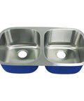 Meridian 32 13/32 by 18 7/64 by 9 Inch Double Basin Undermount Stainless Steel Kitchen Sink With Brushed Finish top view